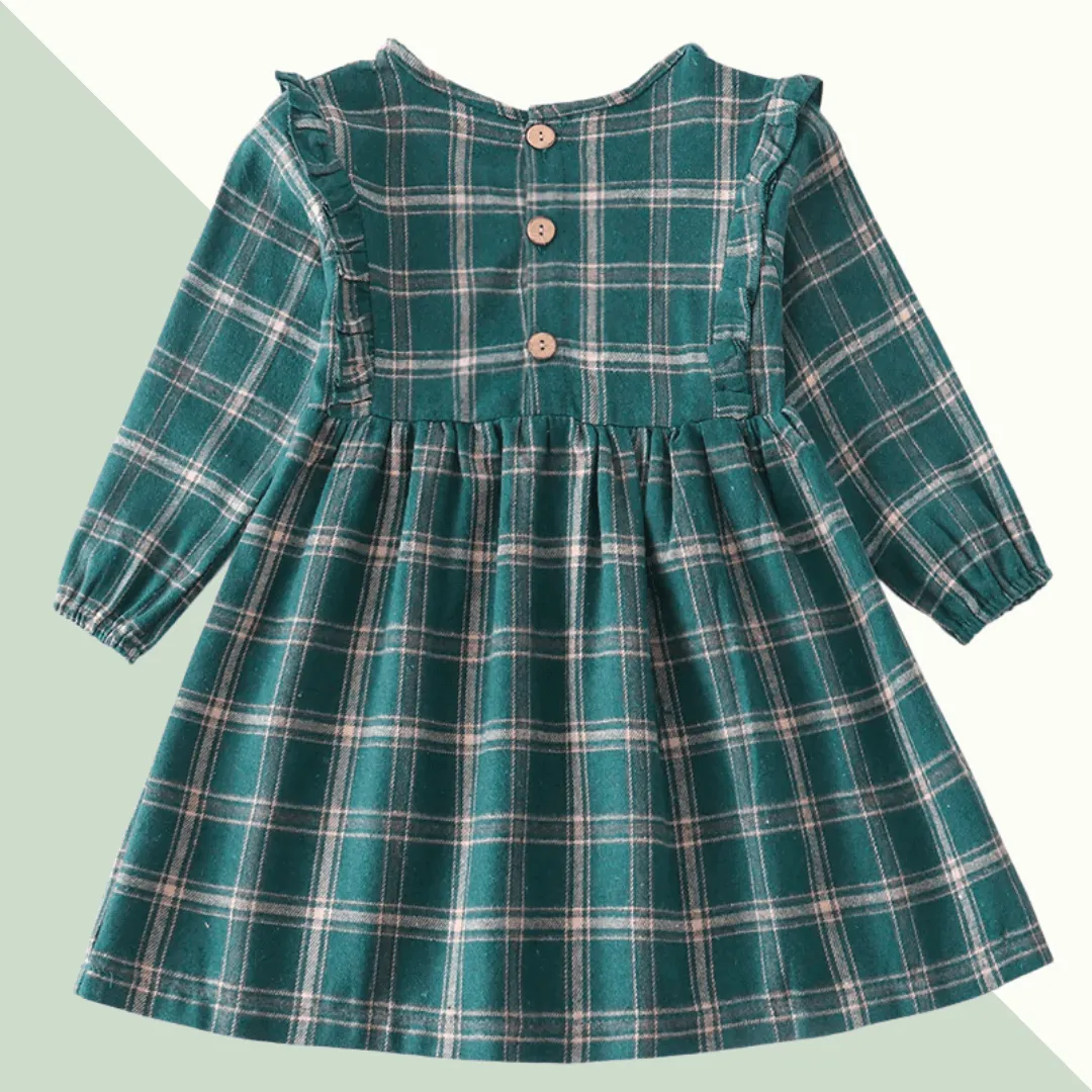 Forest Plaid Toddler Ruffle Dress