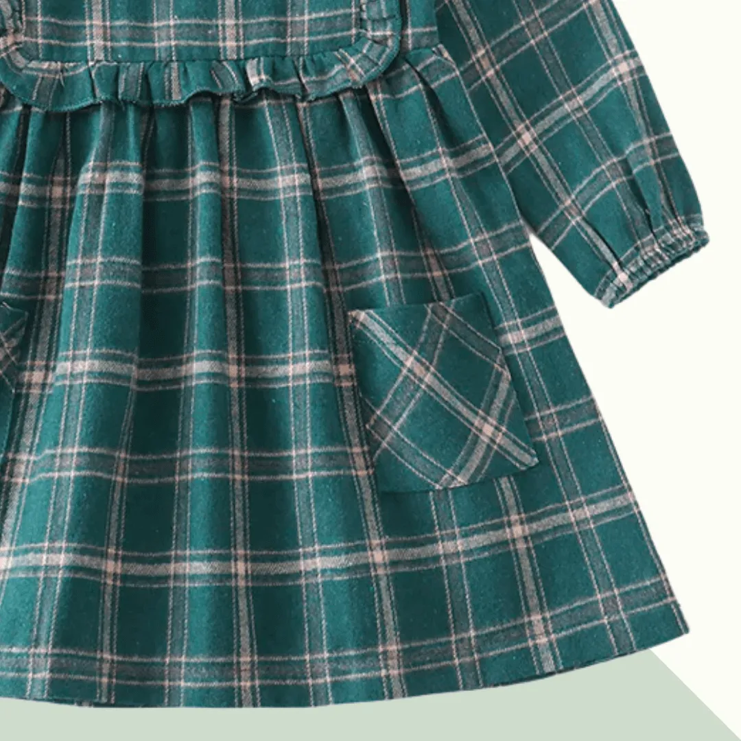 Forest Plaid Toddler Ruffle Dress