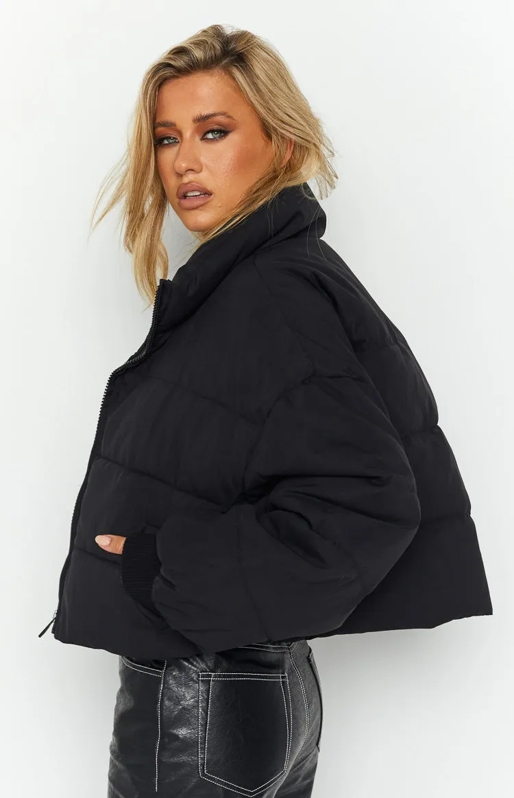 Fuego Puffer Cropped Jacket Black