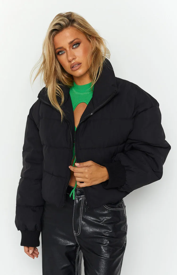 Fuego Puffer Cropped Jacket Black