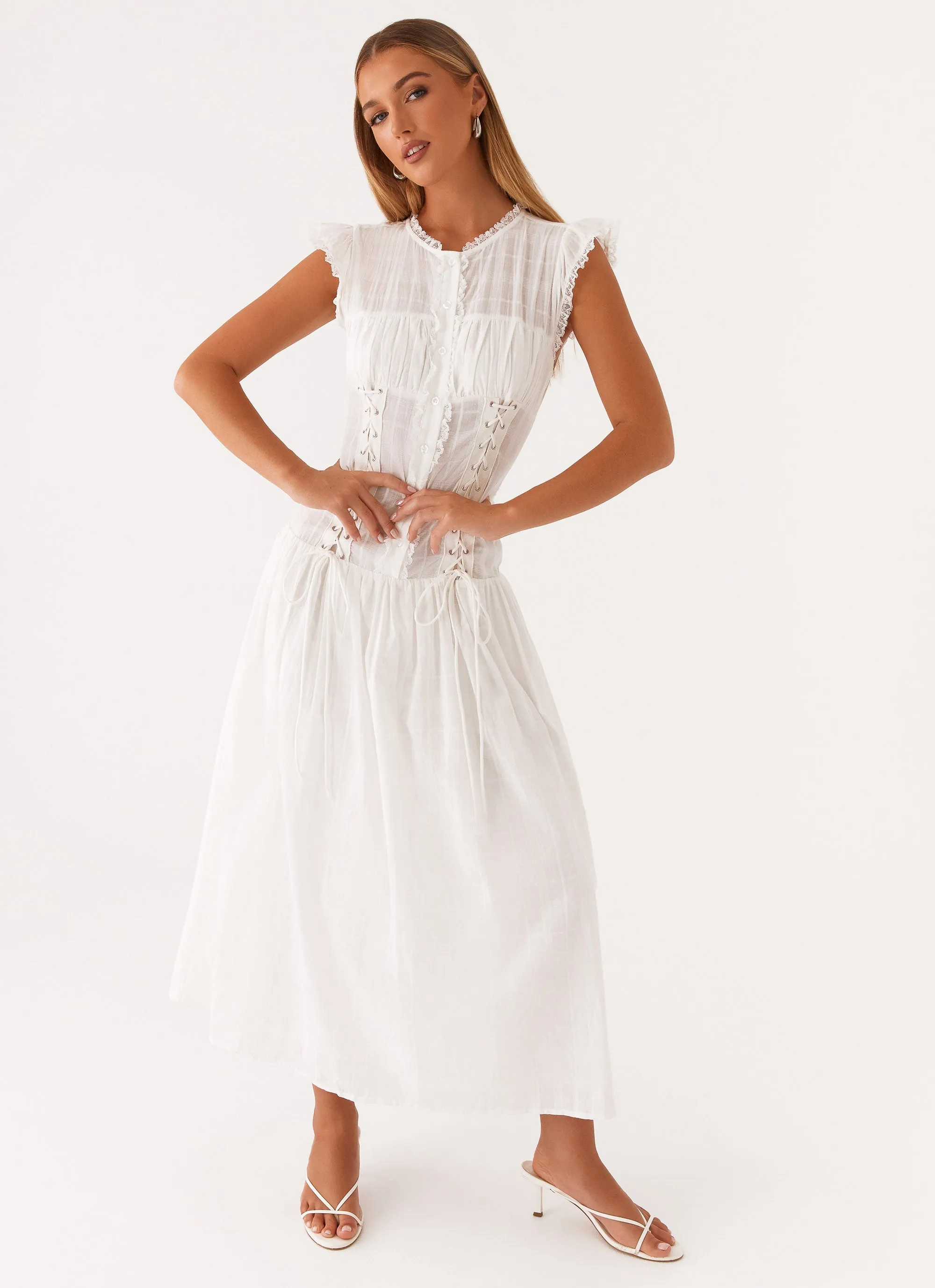 Genevieve Midi Dress - White