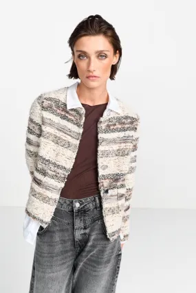 Gestreifte Bouclé-Jacke