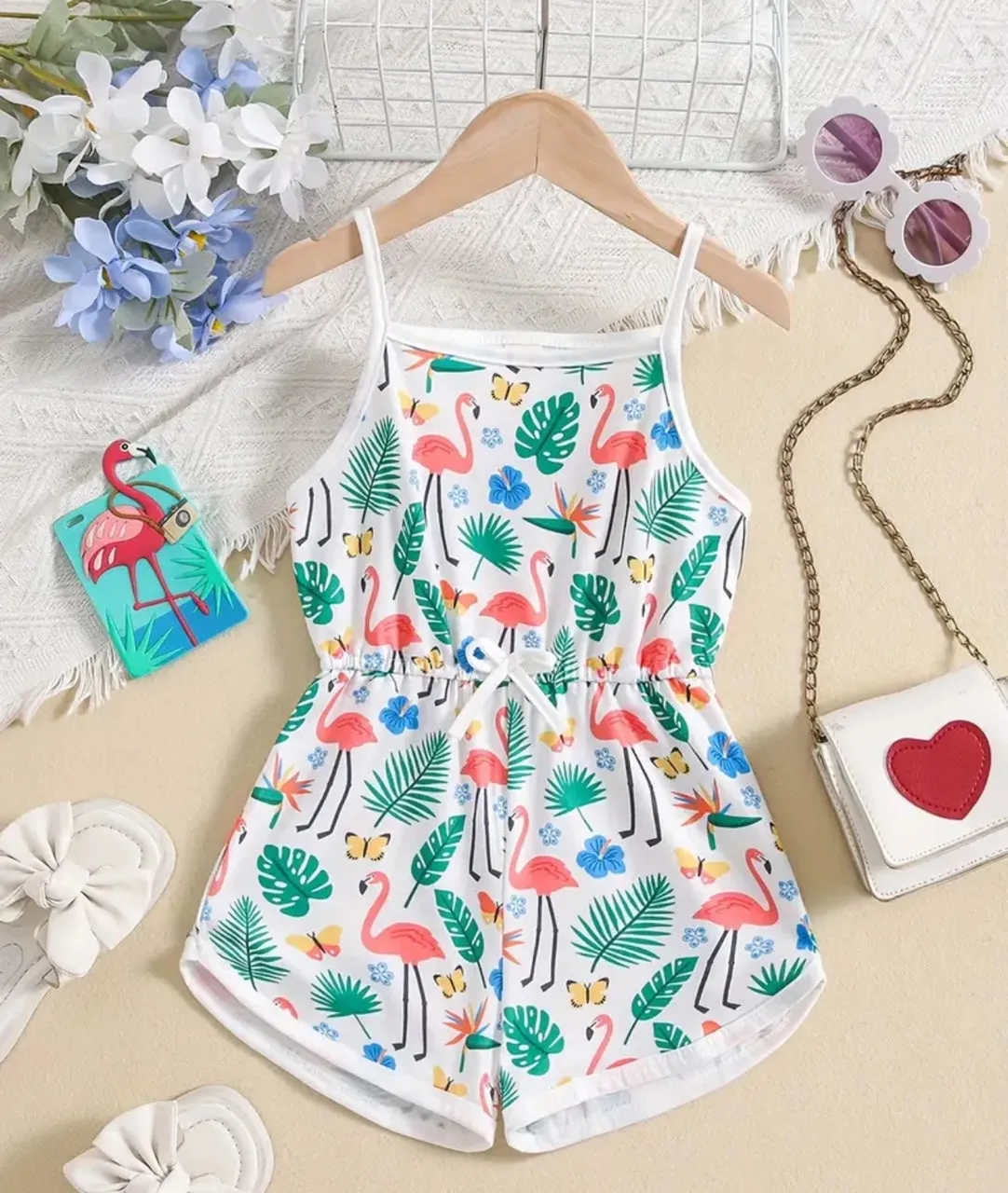 Girl's Tropical print Sleeveless Romper