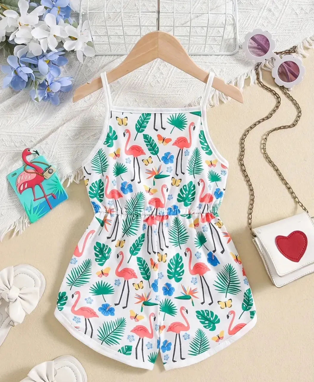 Girl's Tropical print Sleeveless Romper