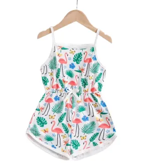 Girl's Tropical print Sleeveless Romper