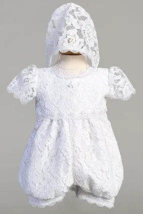 Girls White Christening & Baptism Romper - Hazel