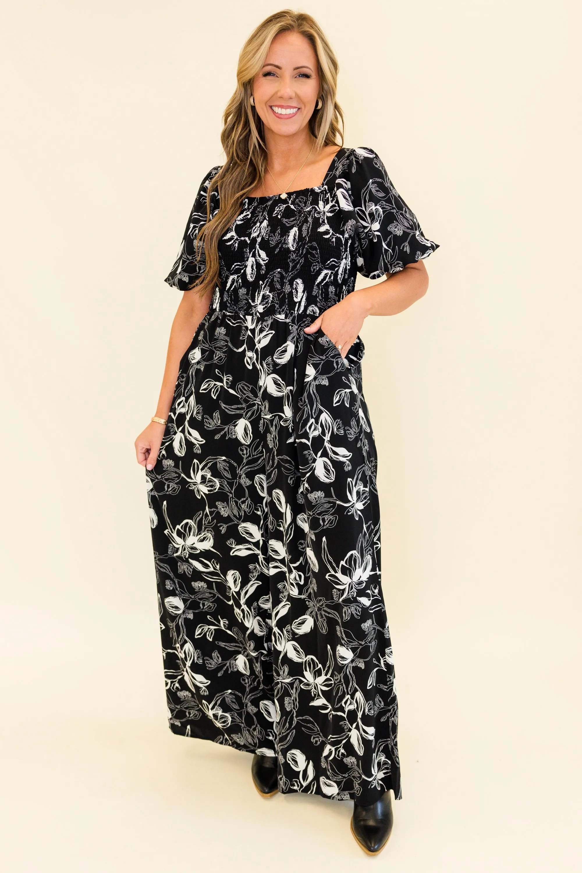 Goddess in the Garden Jumpsuit, Black