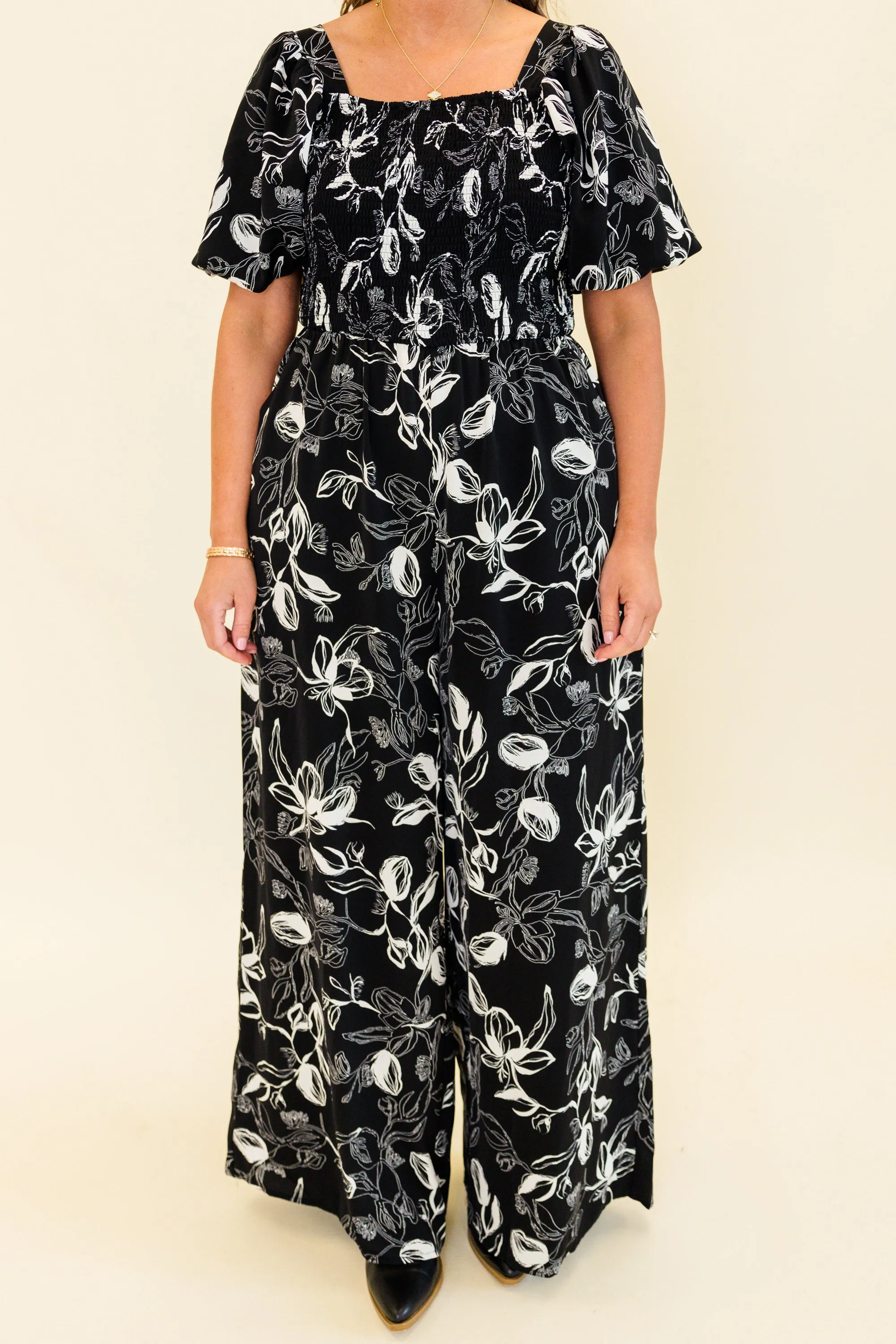 Goddess in the Garden Jumpsuit, Black