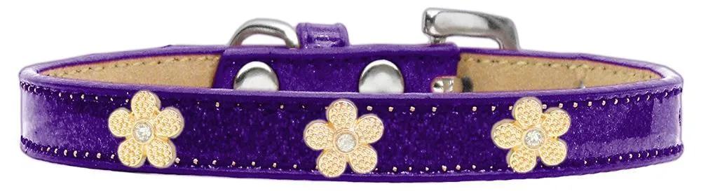 Gold Flower Widget Dog Collar Purple Ice Cream Size 10