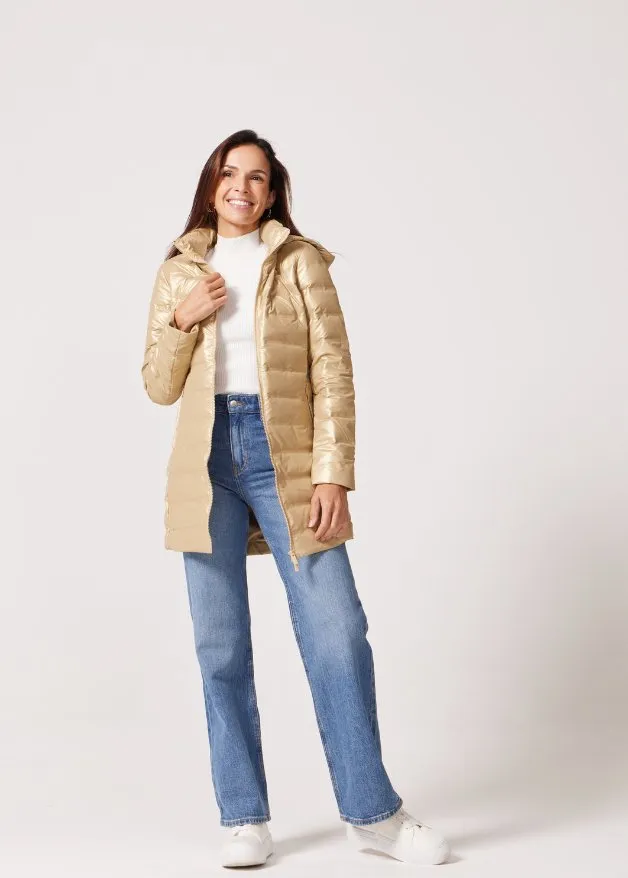 Gold Shimmer Duck Down Puffer Coat