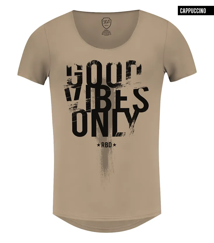 Good Vibes Only Men's T-shirt Casual Fashion Khaki Gray Beige Top/ Color Option / MD801