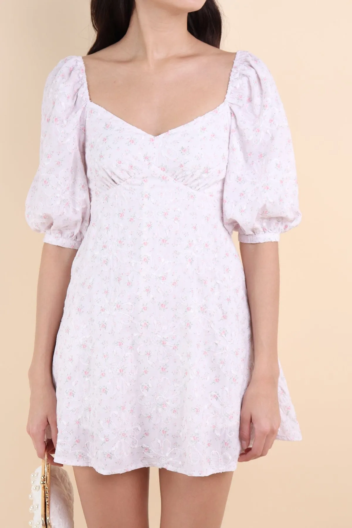 GRETA FLORAL ROMPER DRESS IN PINK