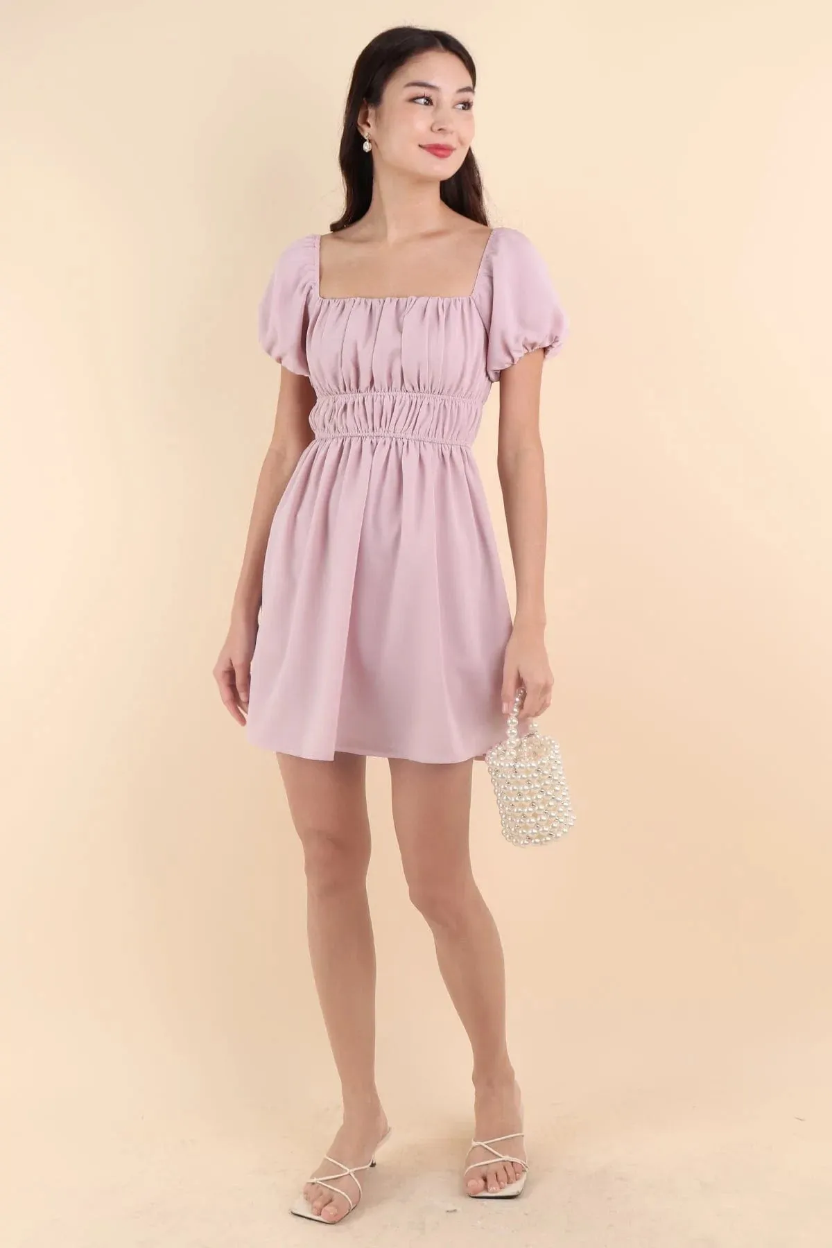 HAILEY SLEEVE ROMPER DRESS IN LILAC