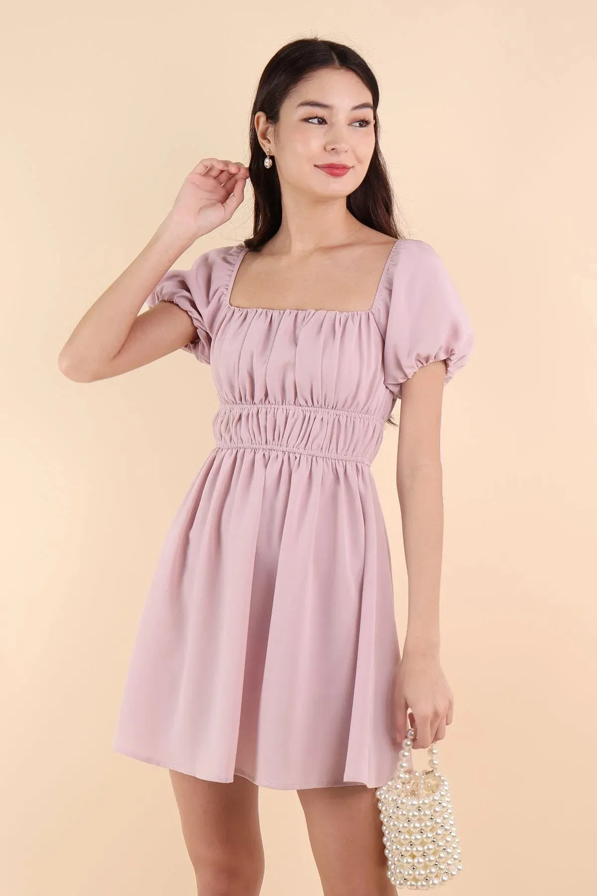 HAILEY SLEEVE ROMPER DRESS IN LILAC