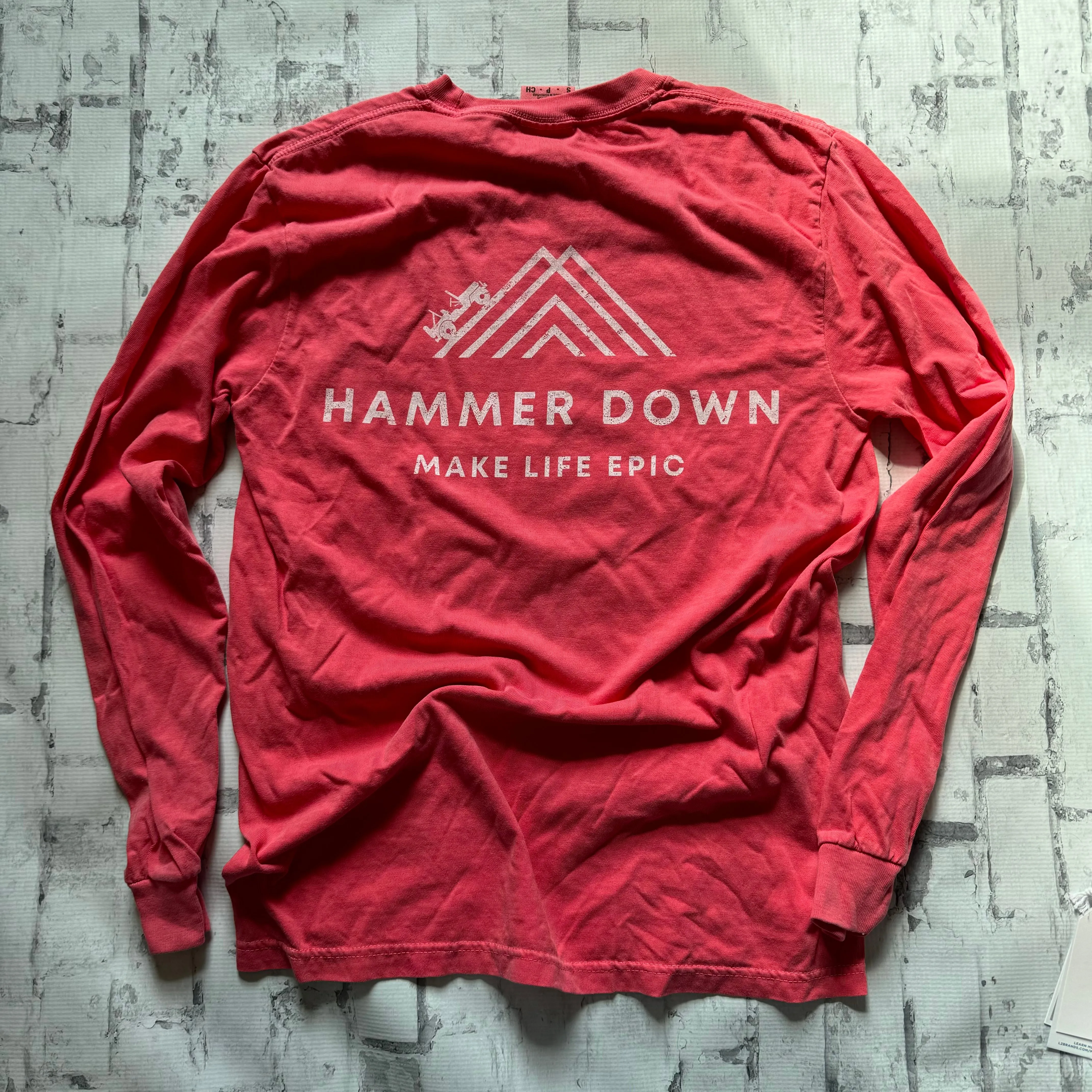 Hammer Down "Mountain Climb" Long Sleeve T-shirt - Coral