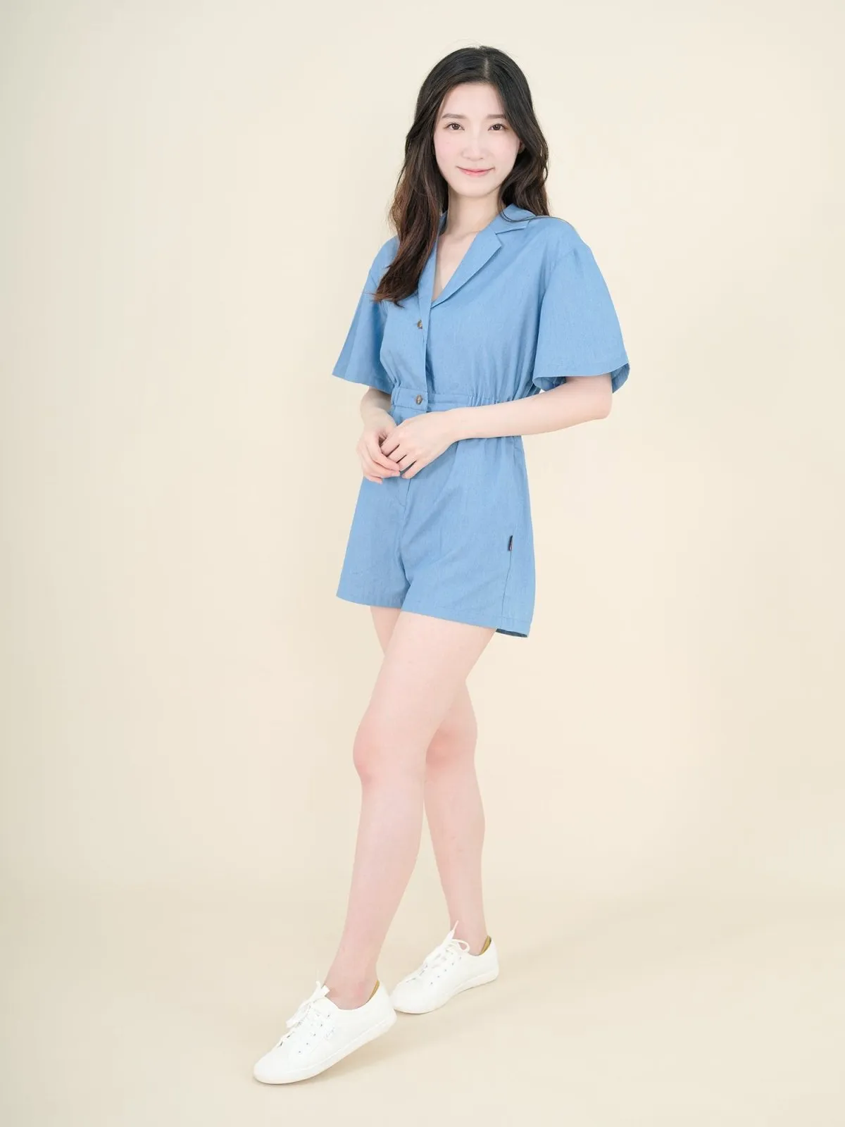 Hanna Classic Elasticated Romper DENIM*