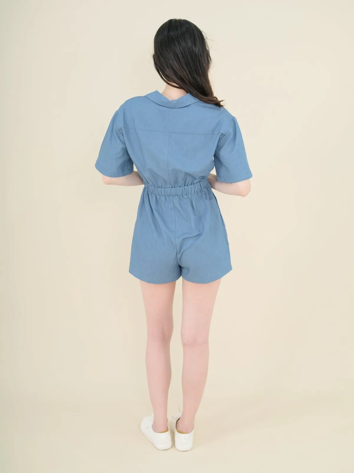 Hanna Classic Elasticated Romper DENIM*