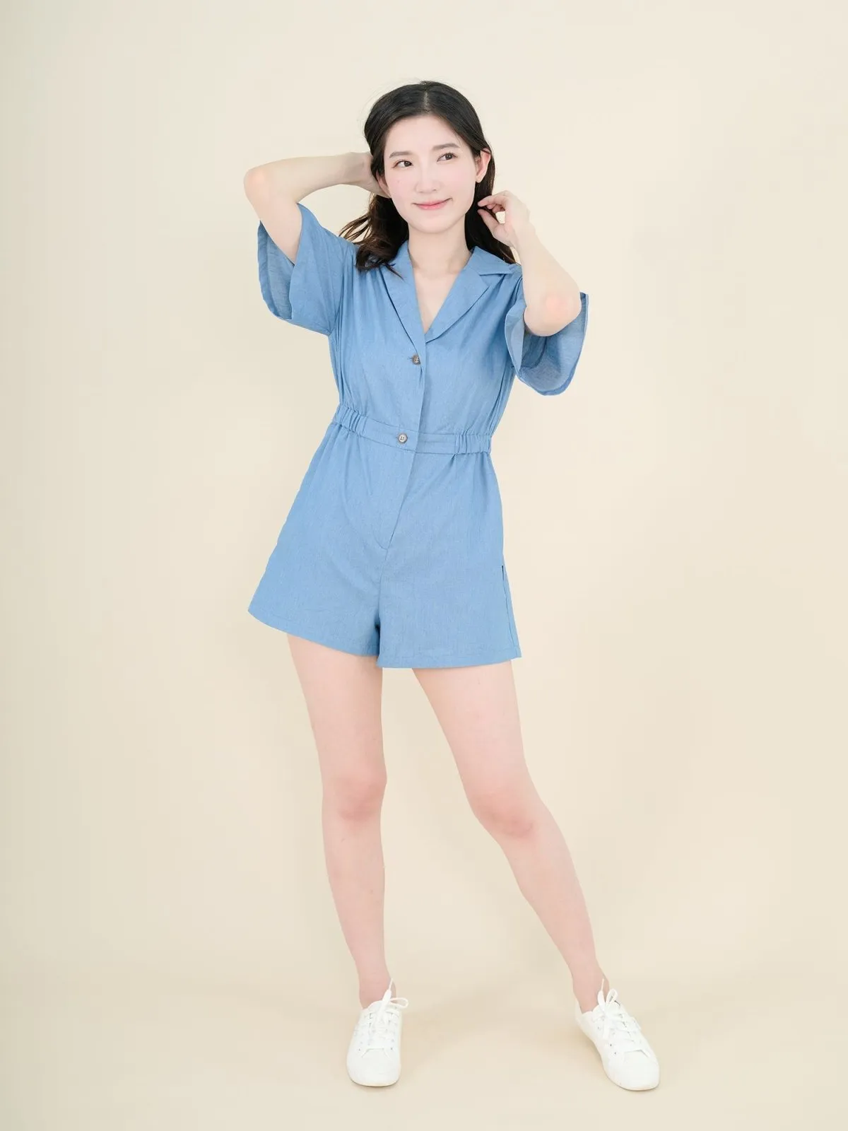 Hanna Classic Elasticated Romper DENIM*