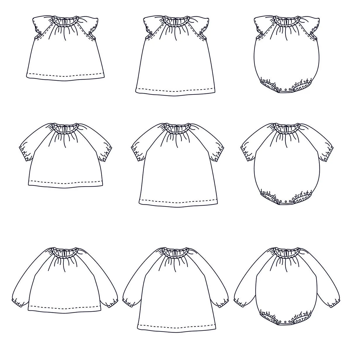 HANOÏ Blouse, dress and romper - Baby 1M/4Y - Paper Sewing Pattern