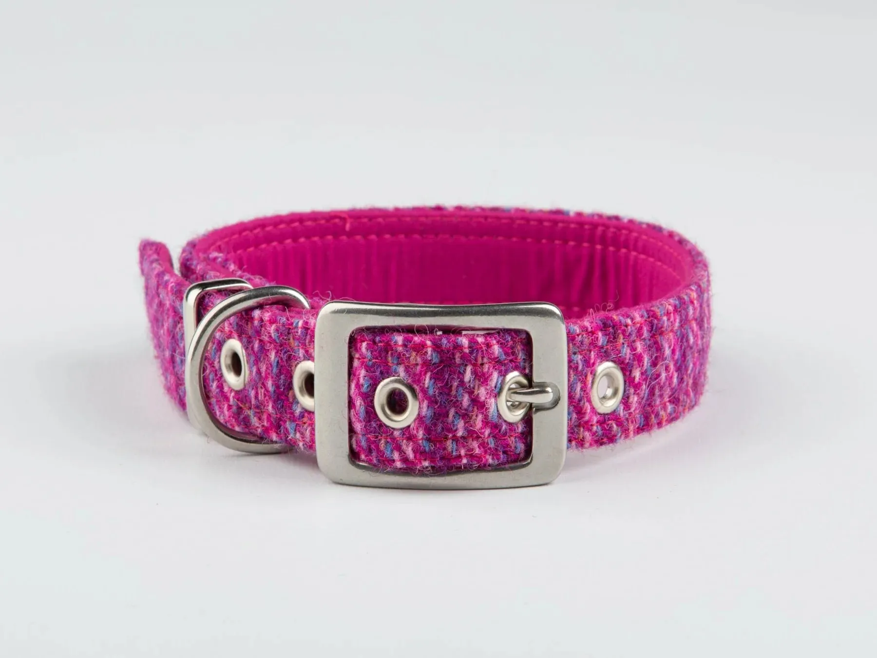 Harris Tweed Pink Kaona Buckle Dog Collar