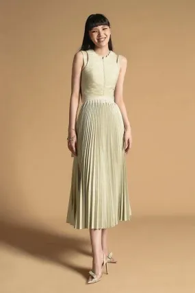 High end sleveless pleated midi dress- Kina