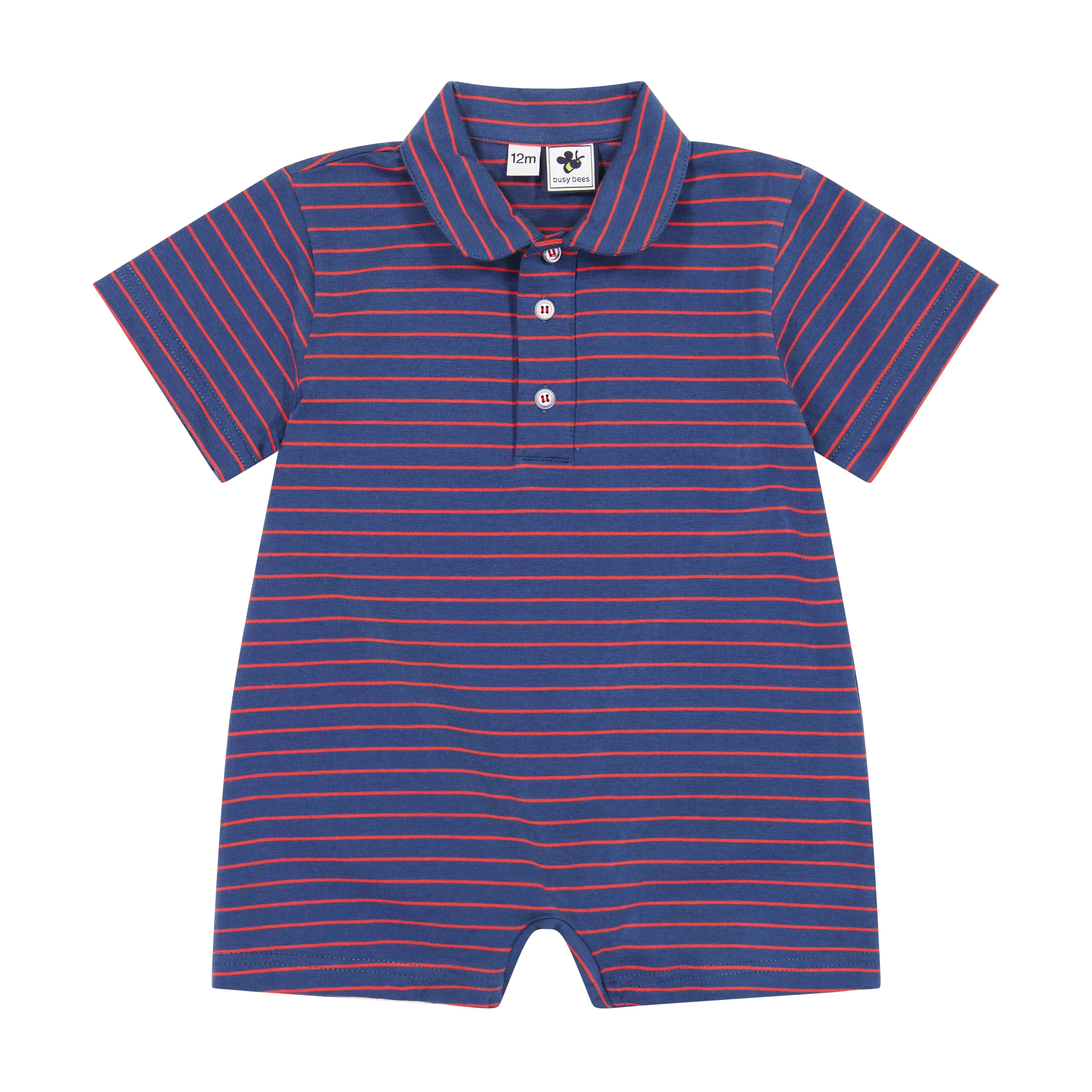 Hudson Romper Navy Mini Red Stripe