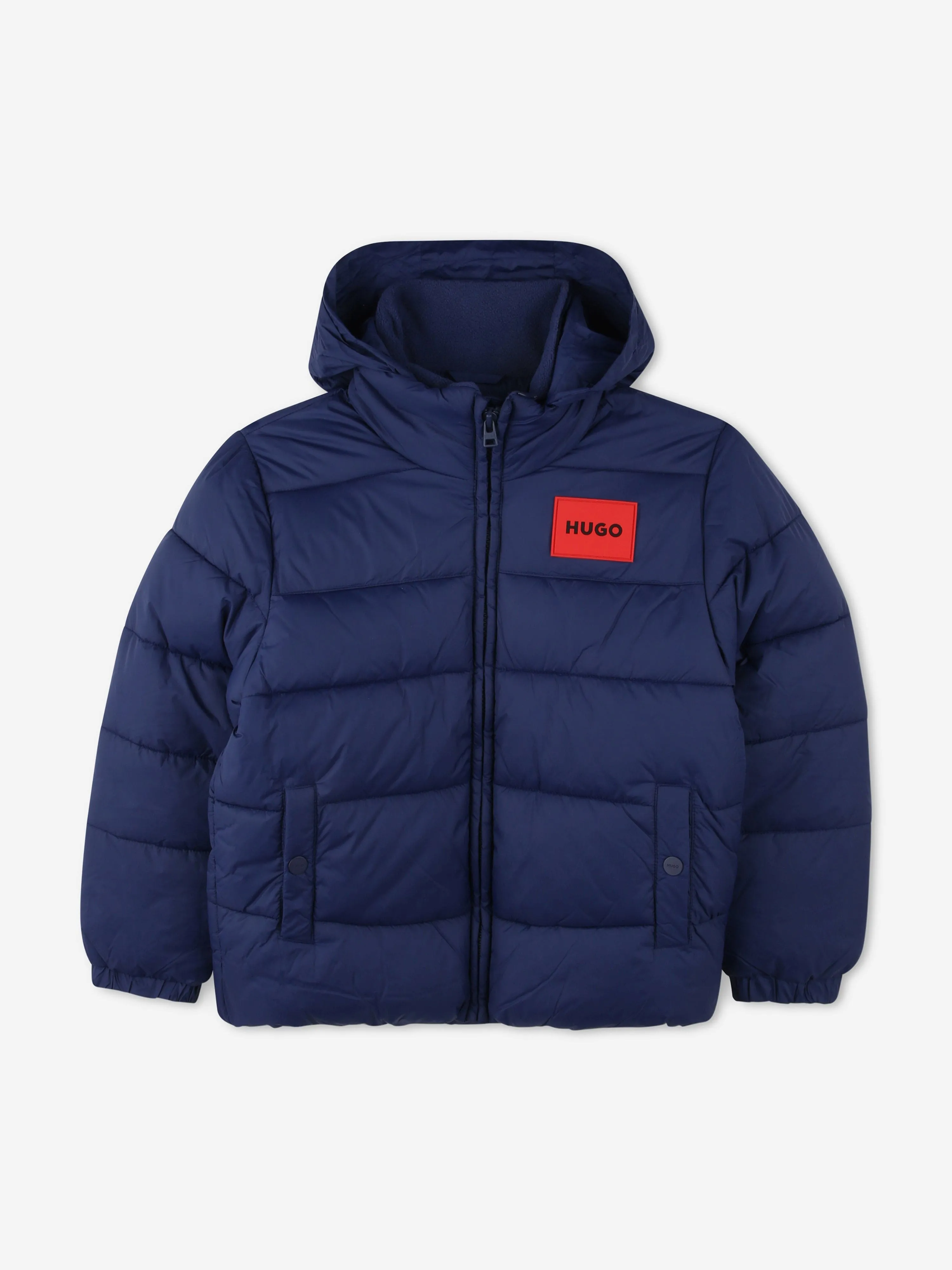 Hugo Boys Logo Puffer Jacket in Blue