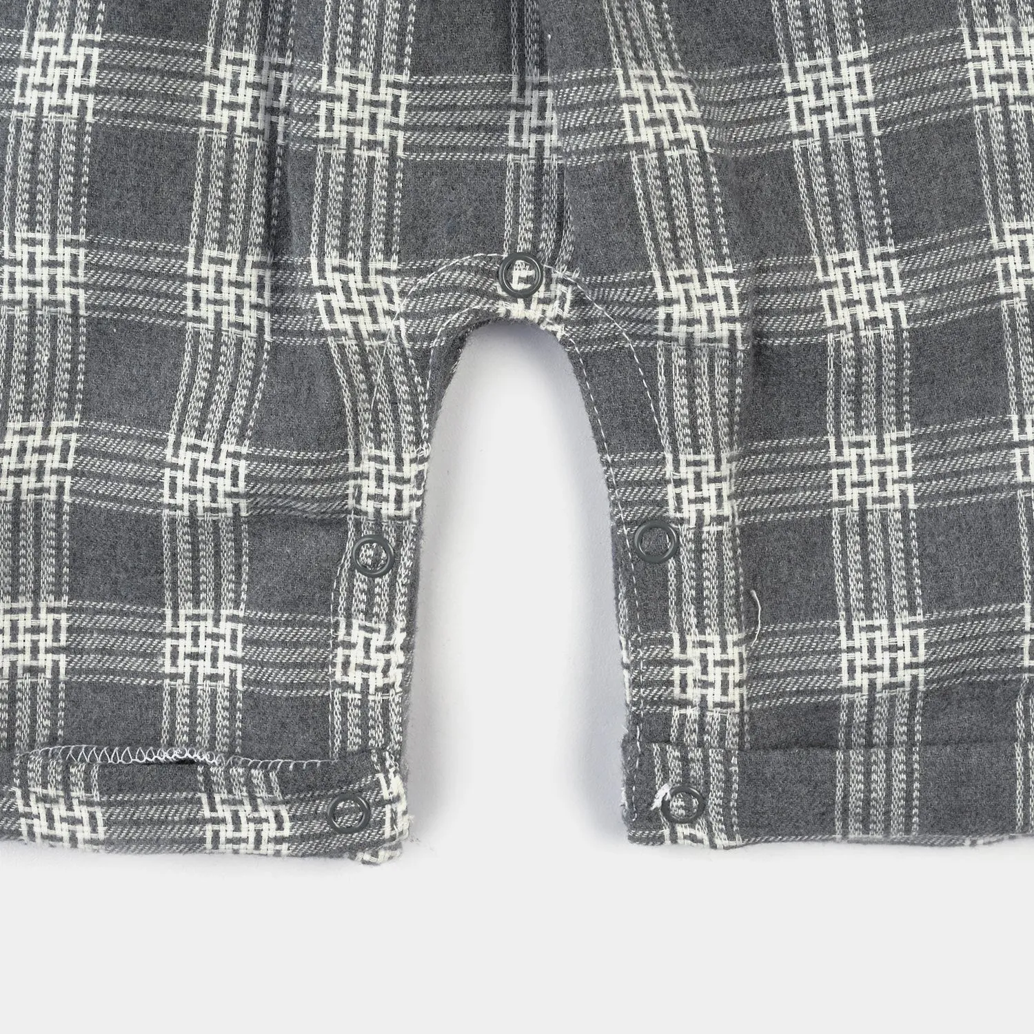 Infant Boys Flannel Romper Texture Fashion-Grey/White