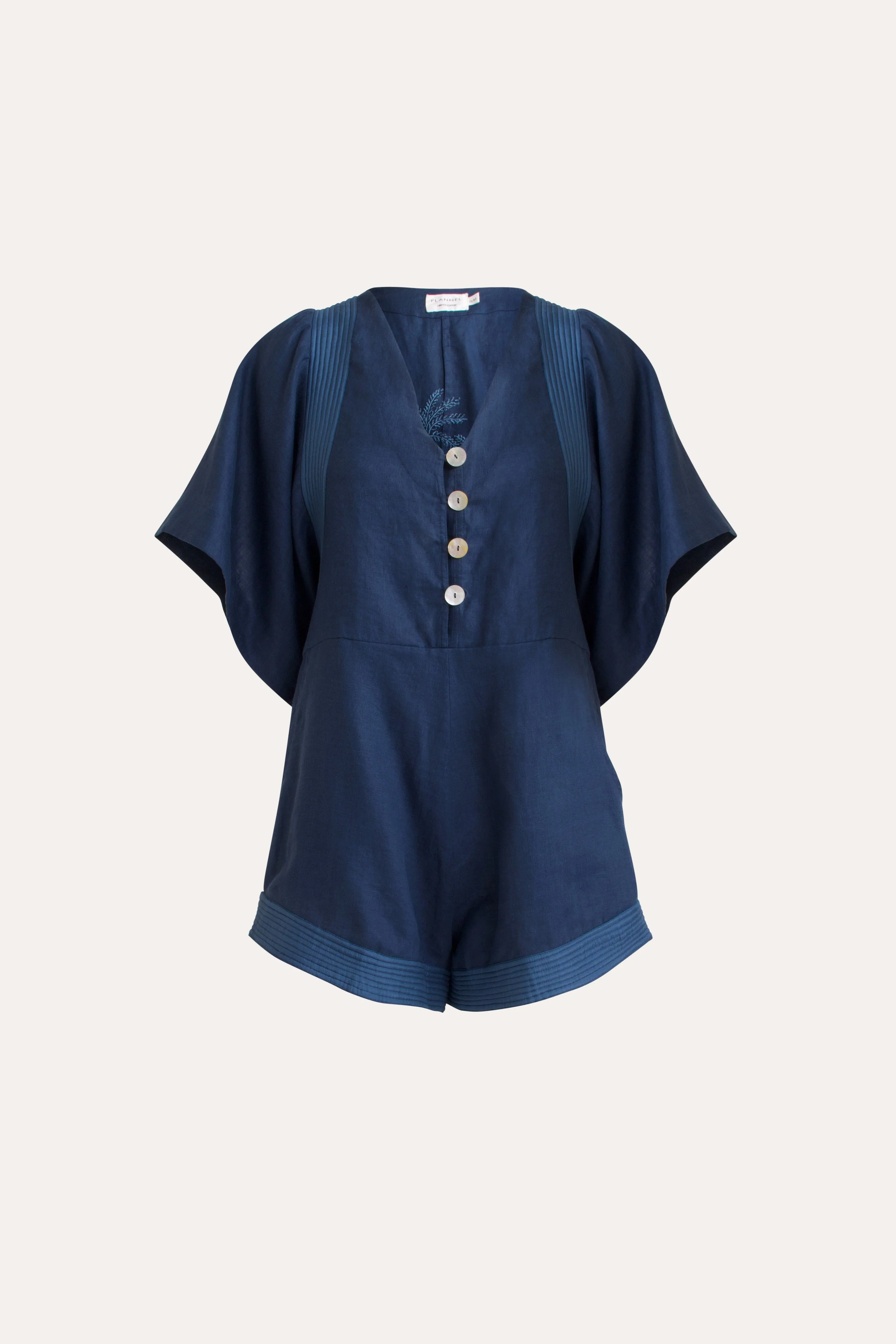 Isadora Embroidered Linen & Silk Playsuit