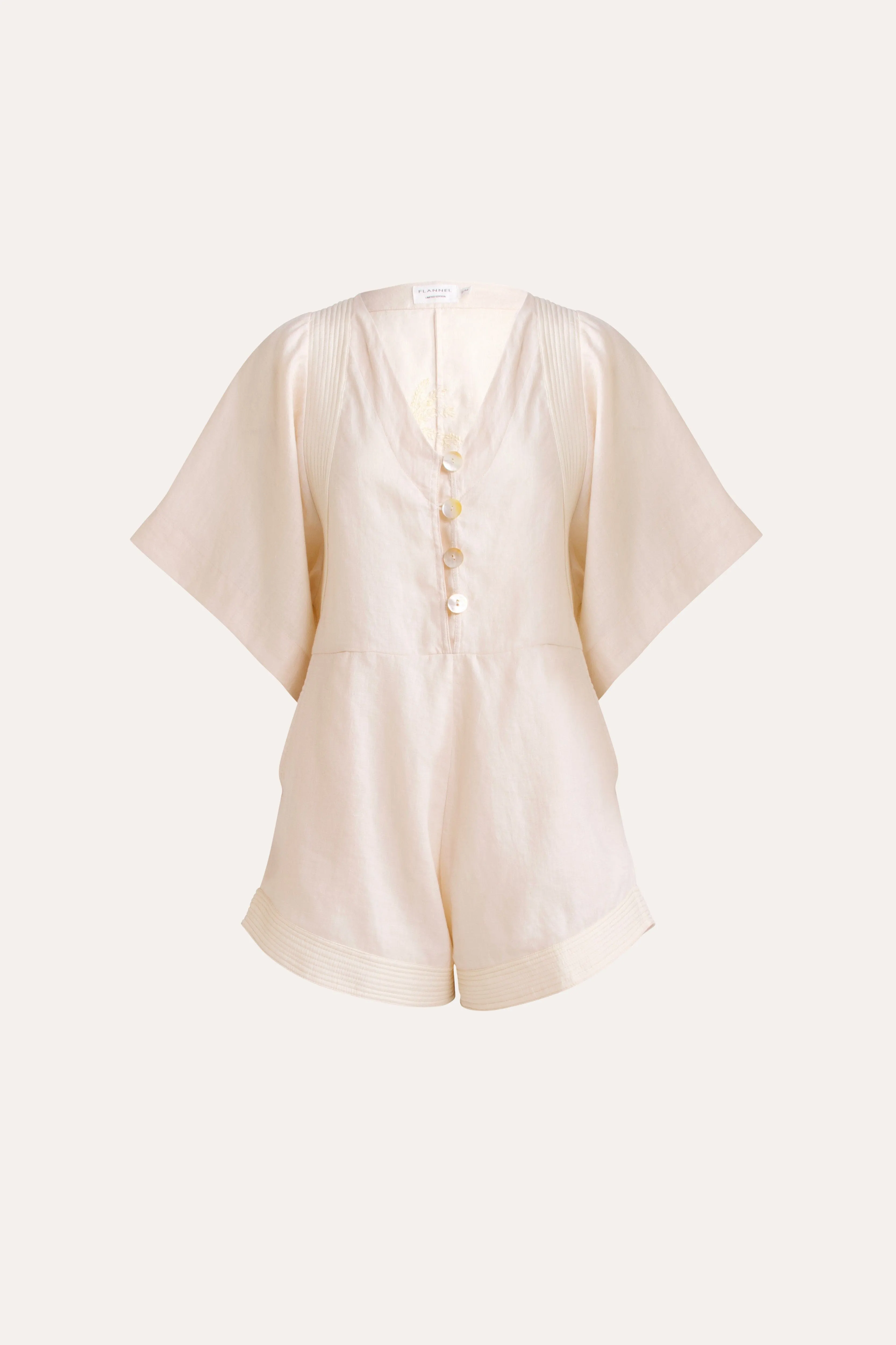 Isadora Embroidered Linen & Silk Playsuit