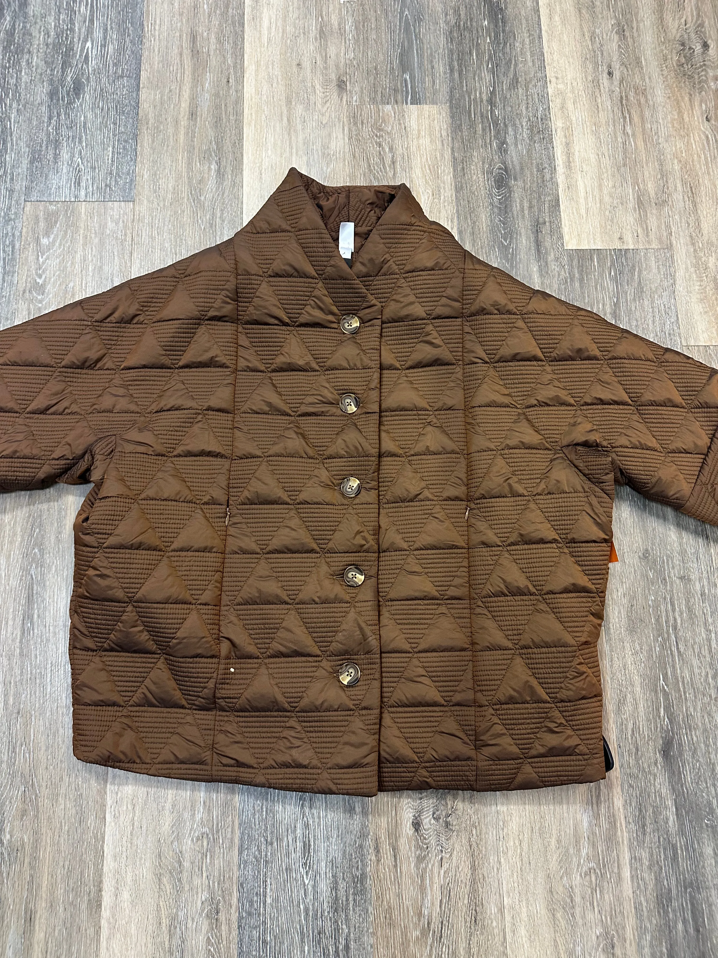 Jacket Puffer & Quilted By Marla Wynne In Brown, Size:L