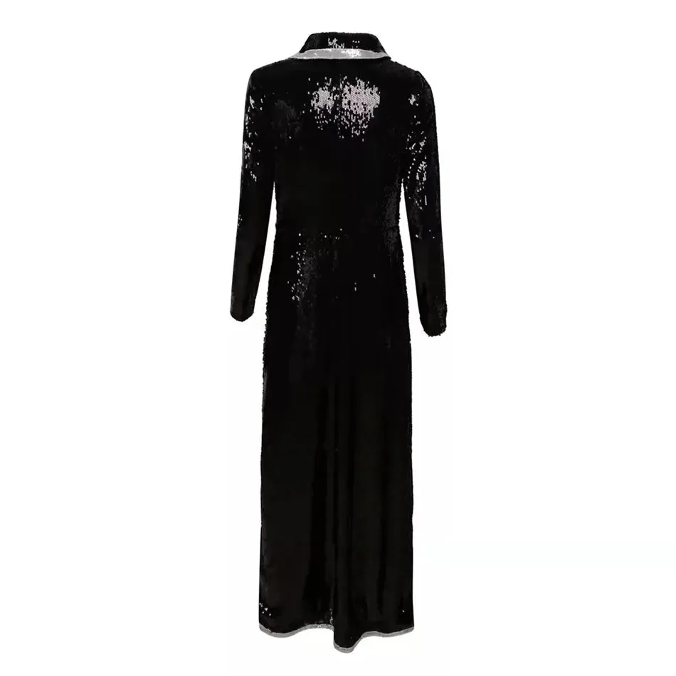 Jenny Black Sequins Trench Coat