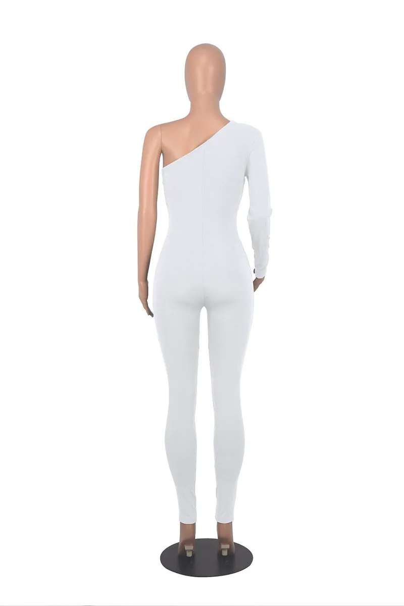 JG0364 One Long Sleeve Fitted Jumpsuits