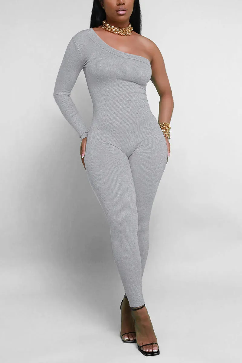 JG0364 One Long Sleeve Fitted Jumpsuits