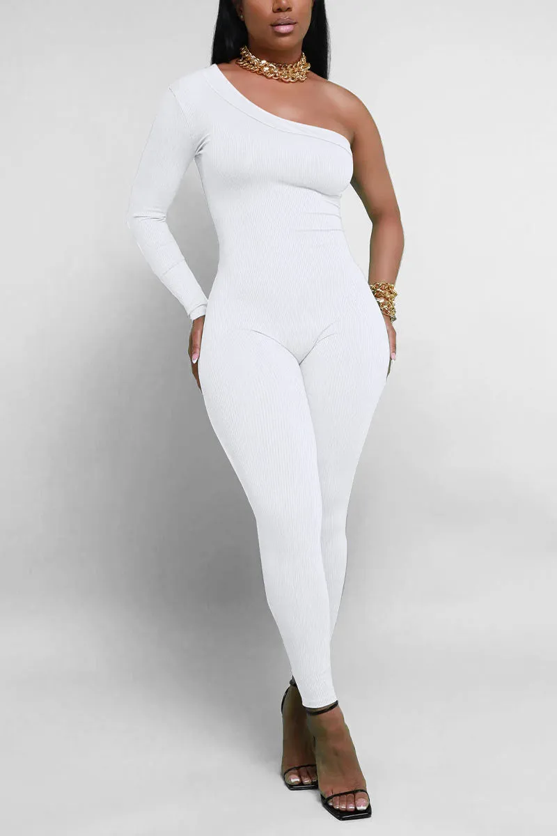 JG0364 One Long Sleeve Fitted Jumpsuits