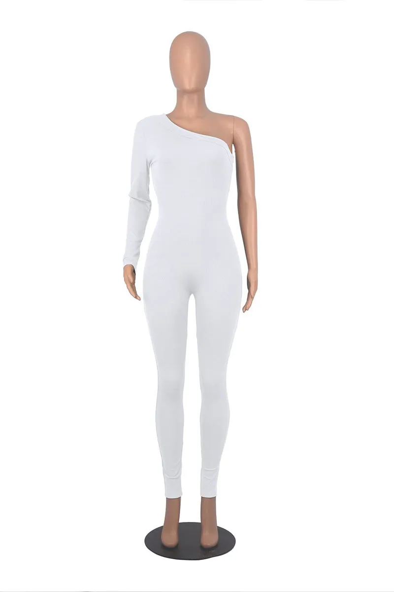 JG0364 One Long Sleeve Fitted Jumpsuits