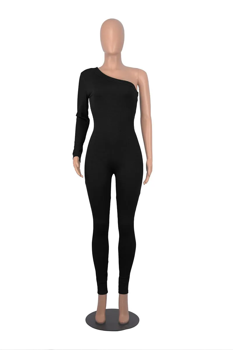 JG0364 One Long Sleeve Fitted Jumpsuits