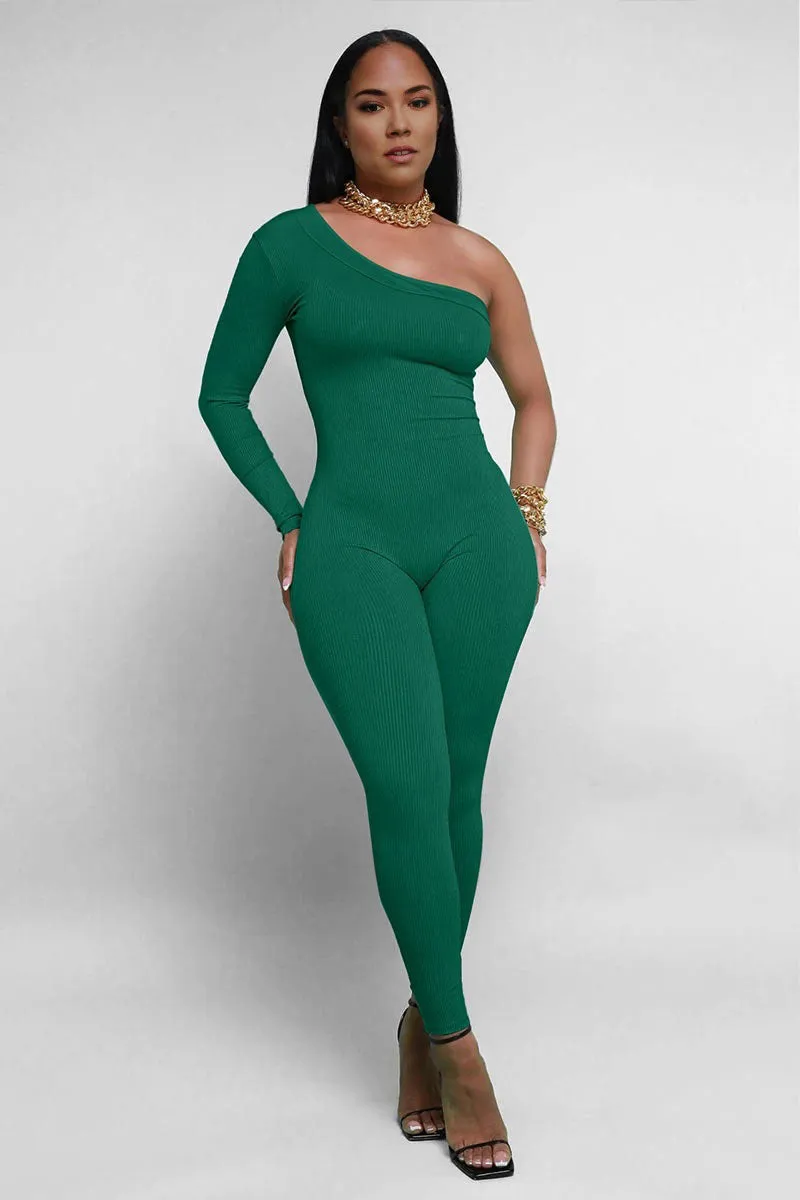 JG0364 One Long Sleeve Fitted Jumpsuits