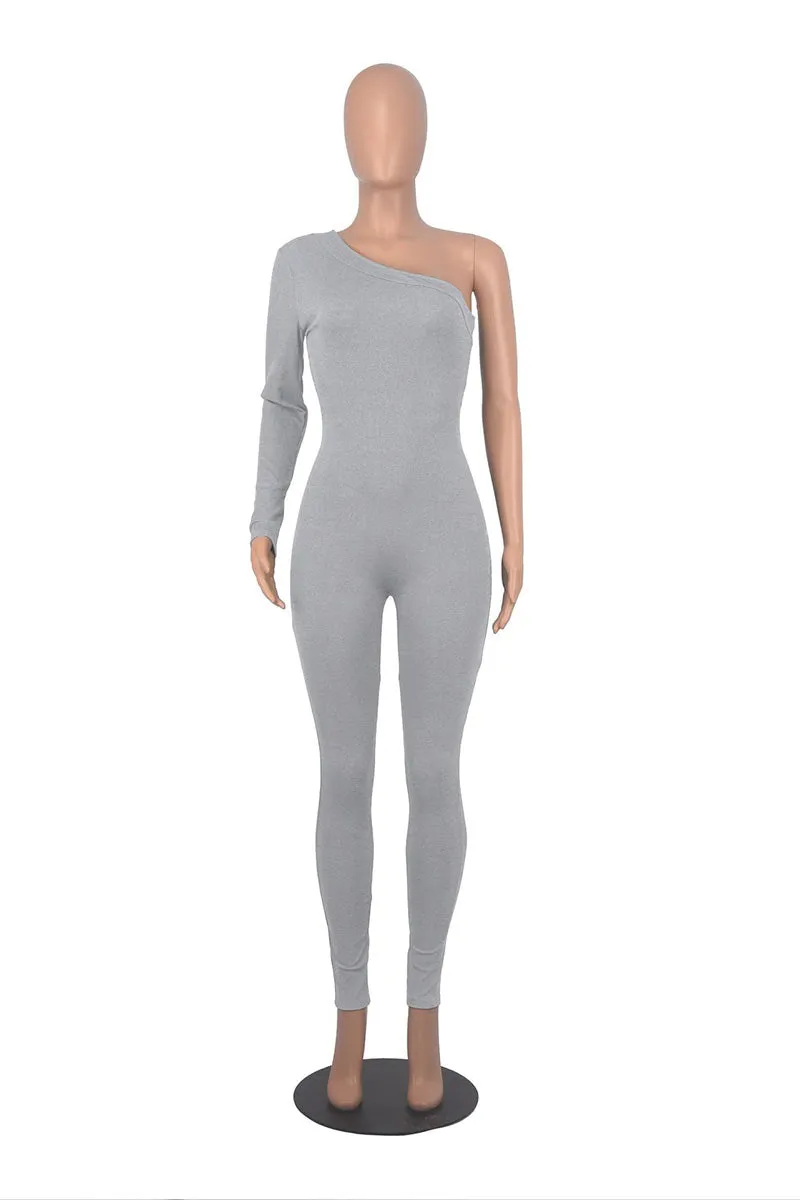 JG0364 One Long Sleeve Fitted Jumpsuits