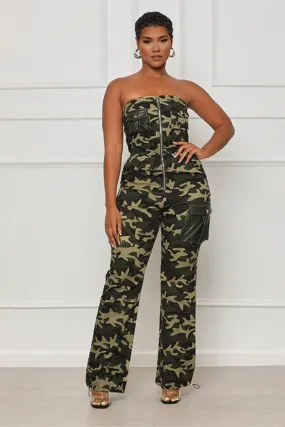 JG0517 Camo Strapless Jumpsuits