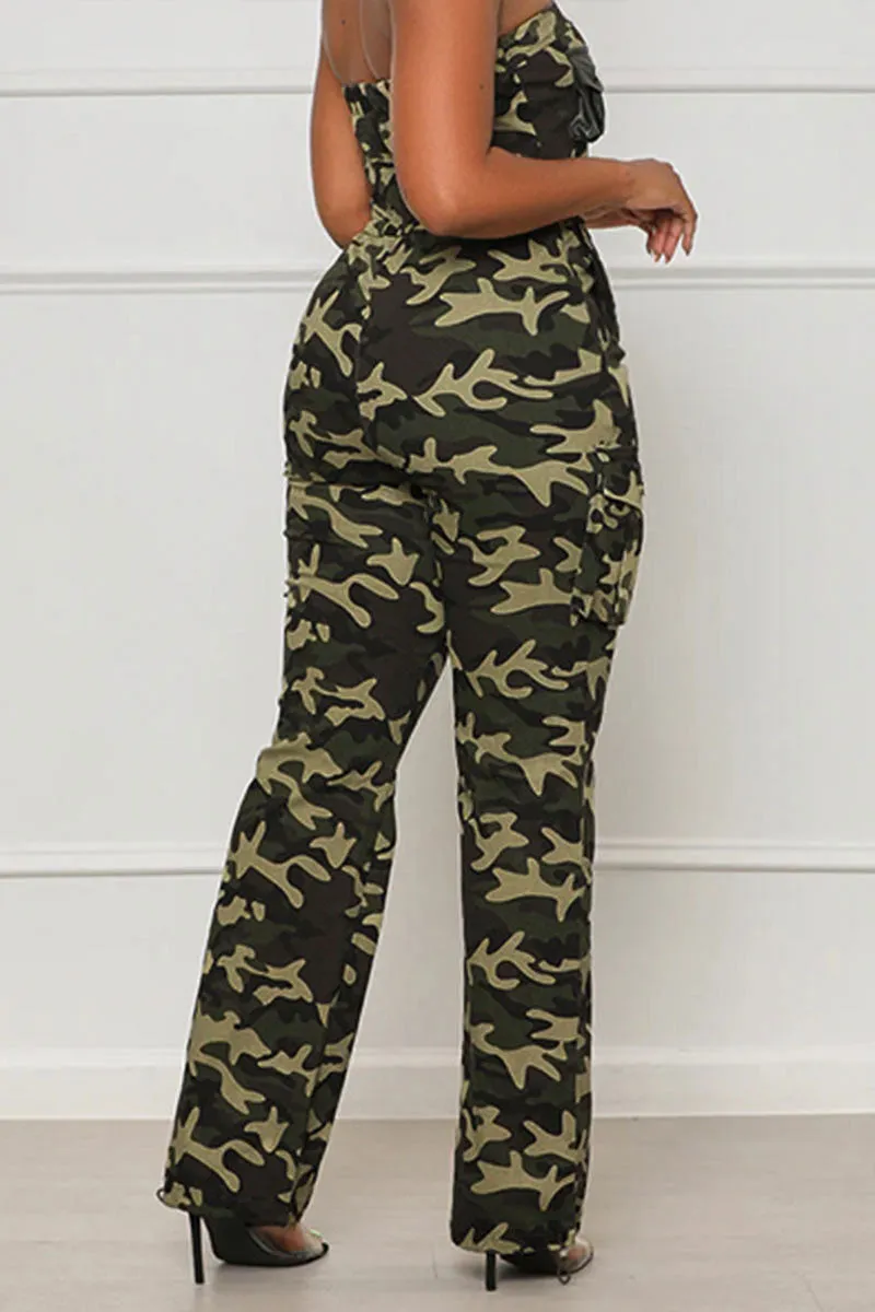 JG0517 Camo Strapless Jumpsuits