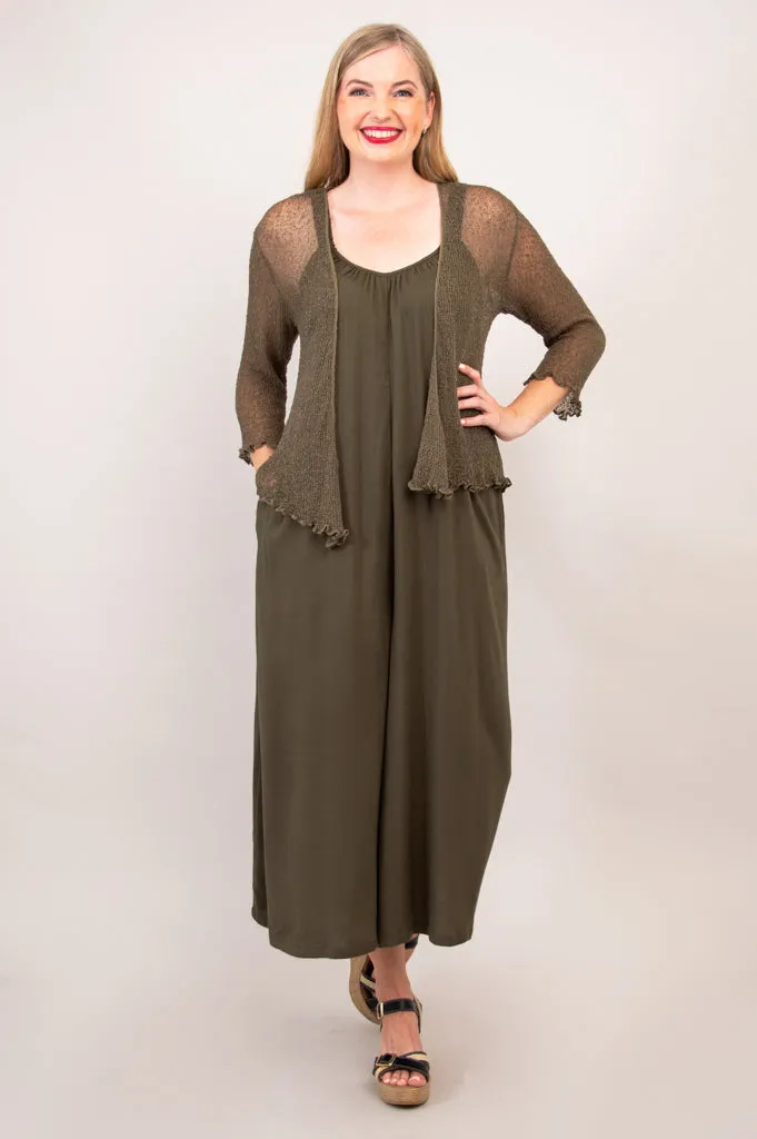 Joanna Jumpsuit, Khaki, Linen Bamboo