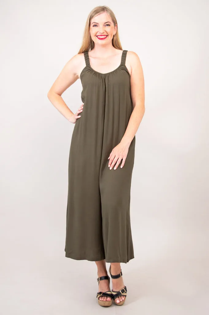 Joanna Jumpsuit, Khaki, Linen Bamboo