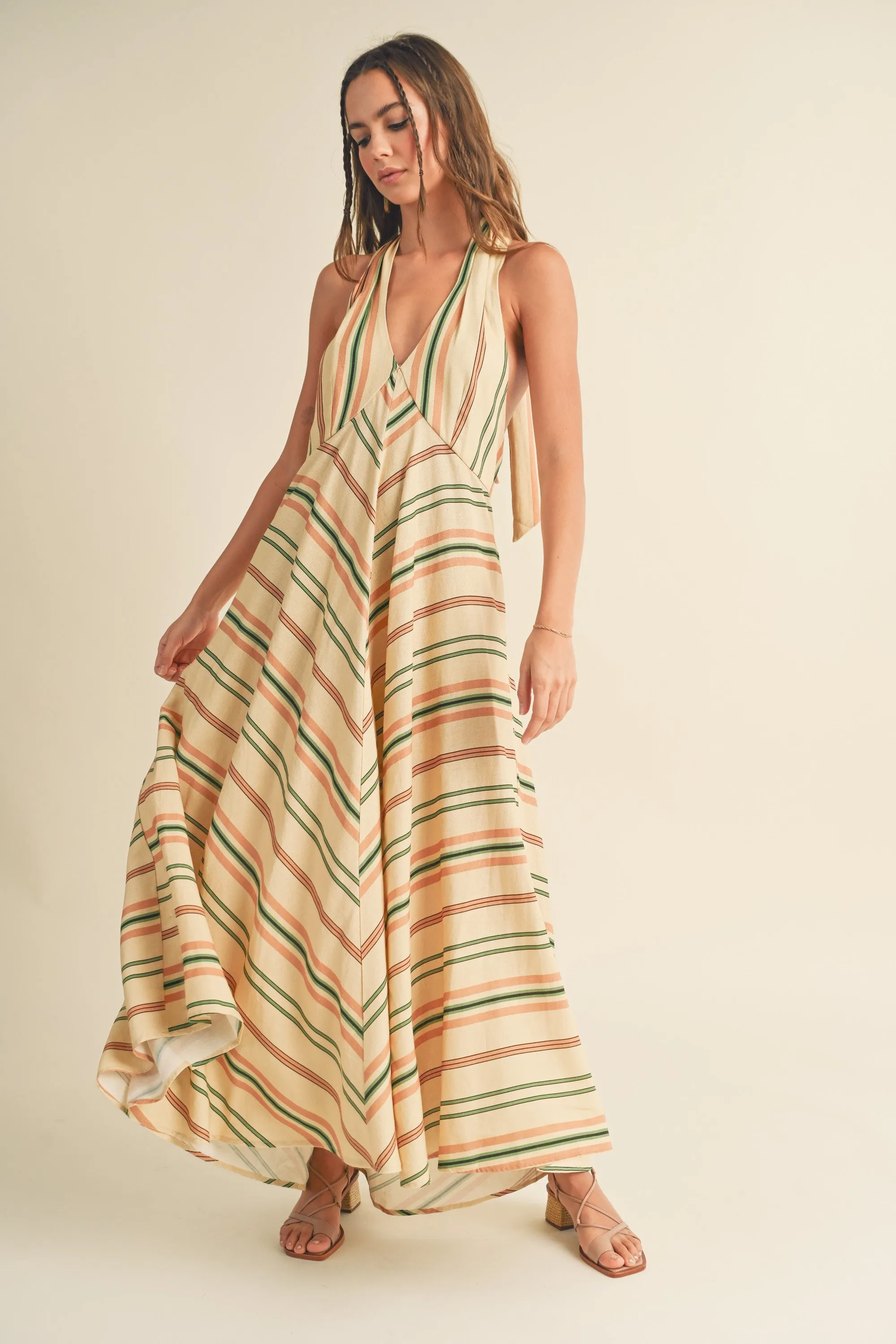 Jocelyn Halter Stripe Maxi Dress