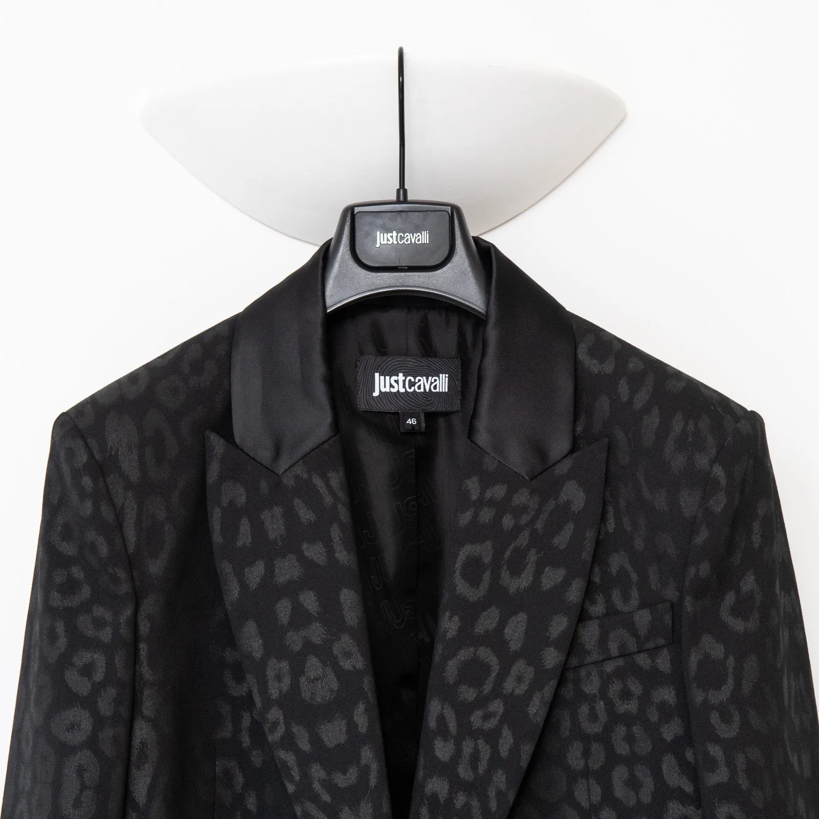 Just Cavalli Black Leopard Print Blazer