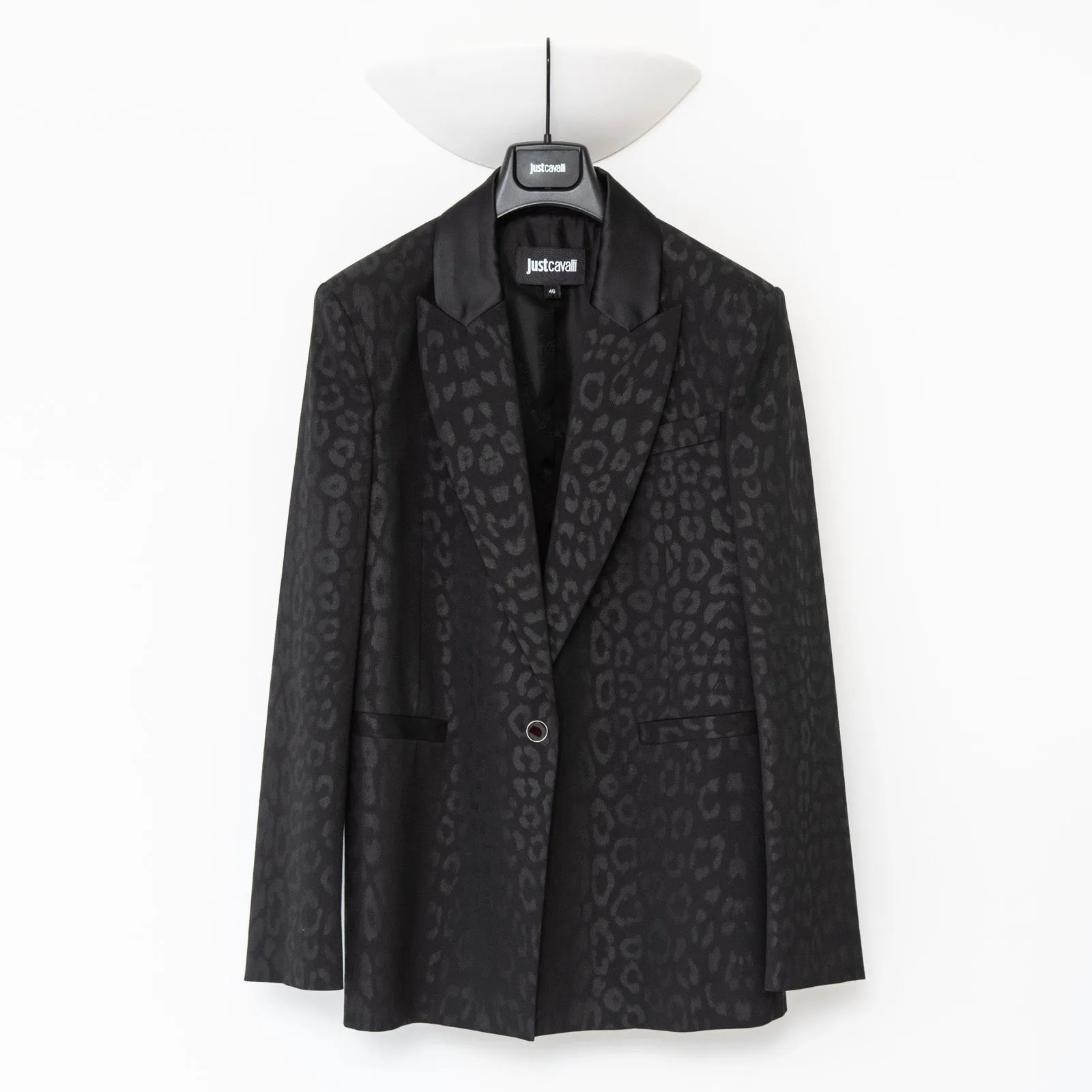 Just Cavalli Black Leopard Print Blazer