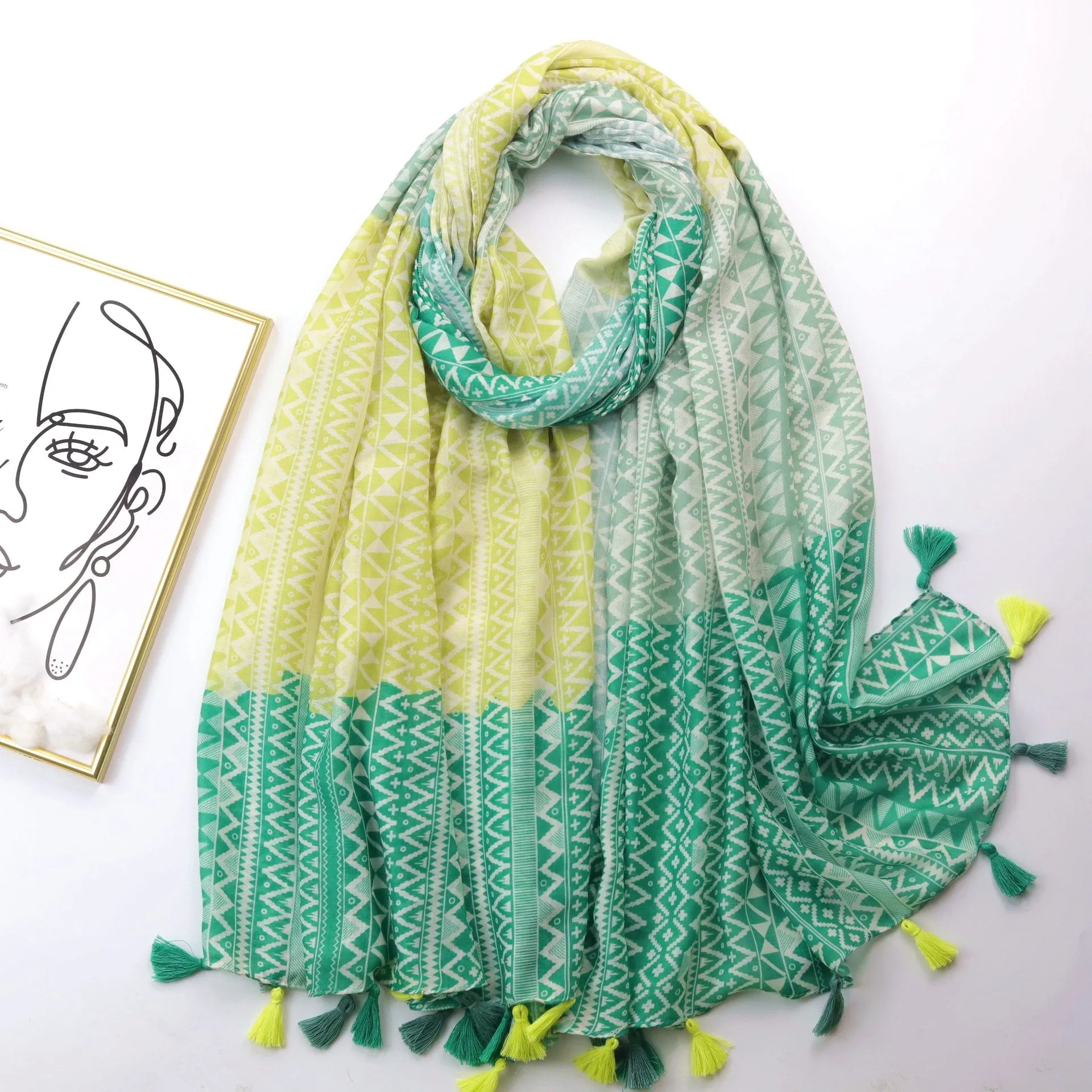 JY220701 rhomboid printed scarf