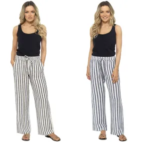 Ladies Linen Striped Trousers