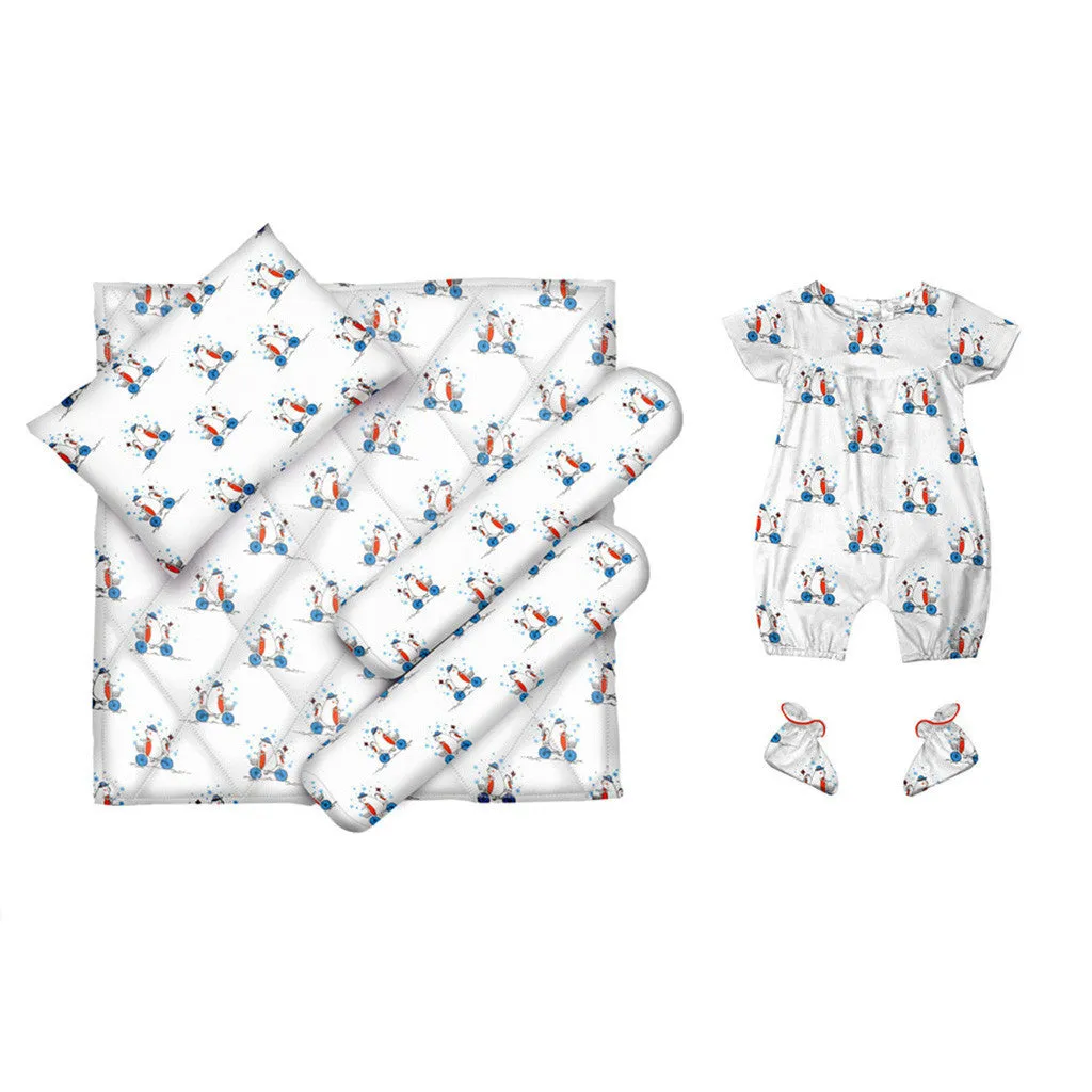 Layette Set with Short-Legged Romper & Booties <br> Bear On The Cycle <br> <span style="font-size: 11px; font-family:Helvetica,Arial,sans-serif;">Cotton Flannel, Can Be Personalised</span>