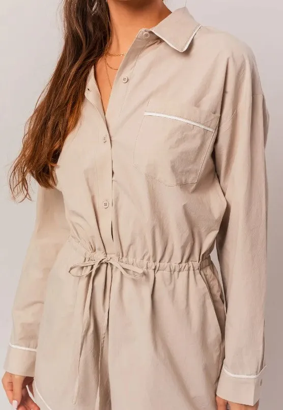 LELIS: Piping Detail Button down Romper